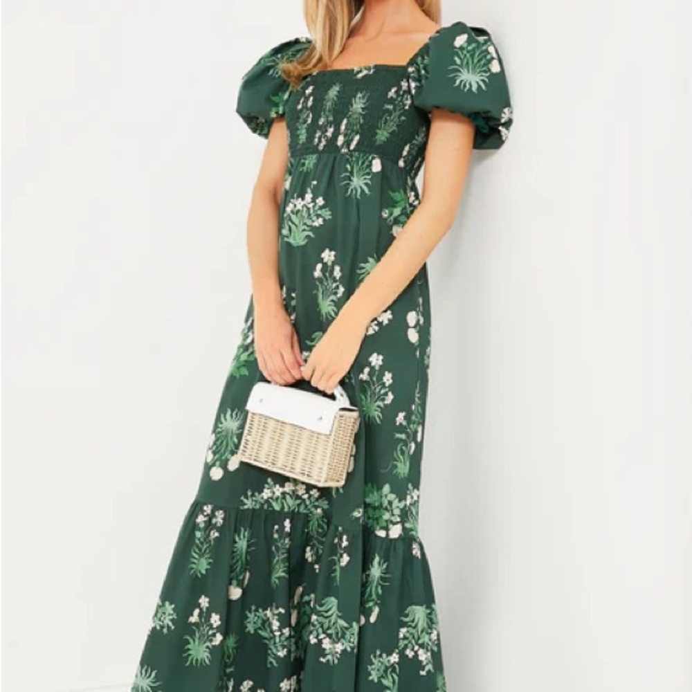 Tuckernuck Viridian Stamped Bouquets Gabrielle Dress